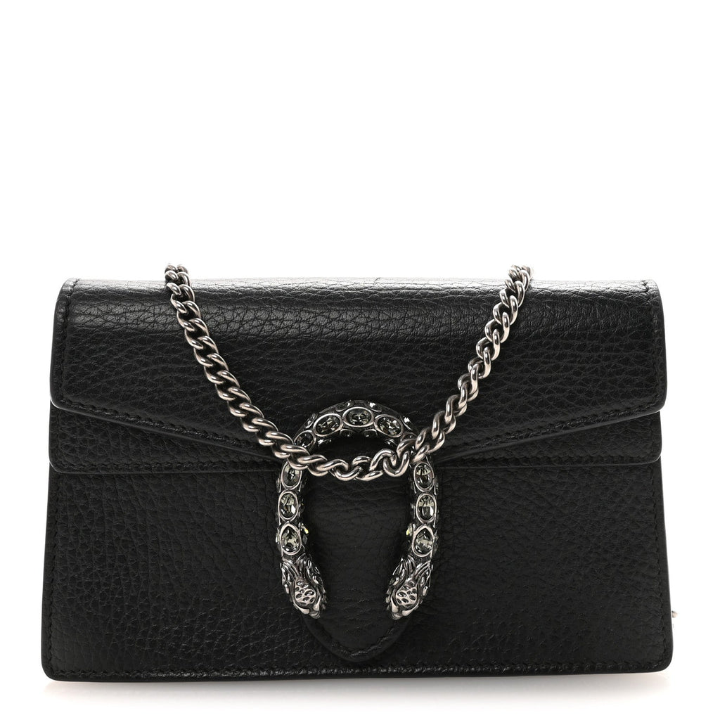 Gucci Calfskin Super Mini Dionysus Shoulder Bag Black