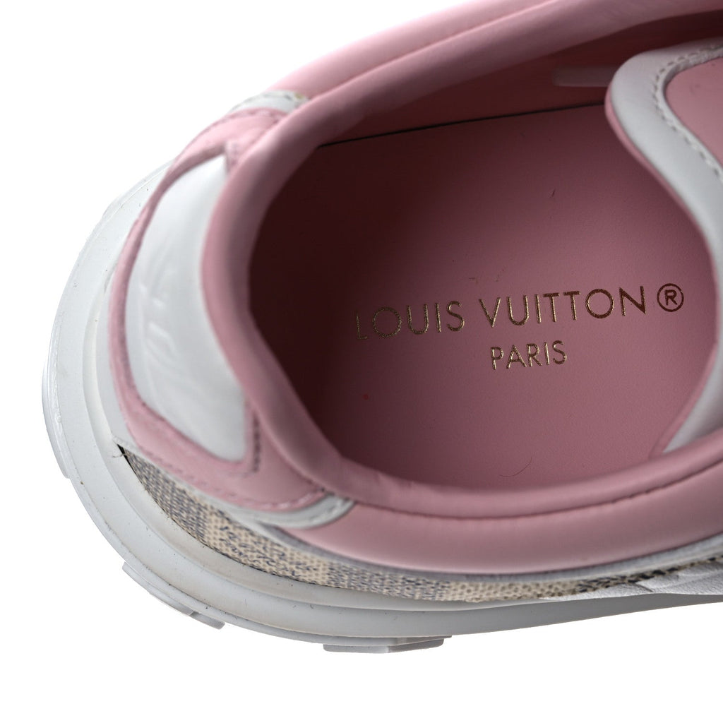 Louis Vuitton Monogram Embossed Calfskin Damier Azur Time Out Sneakers 36 Rose Clair Pink