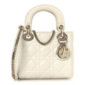 Christian Dior Lambskin Cannage Mini Lady Dior White