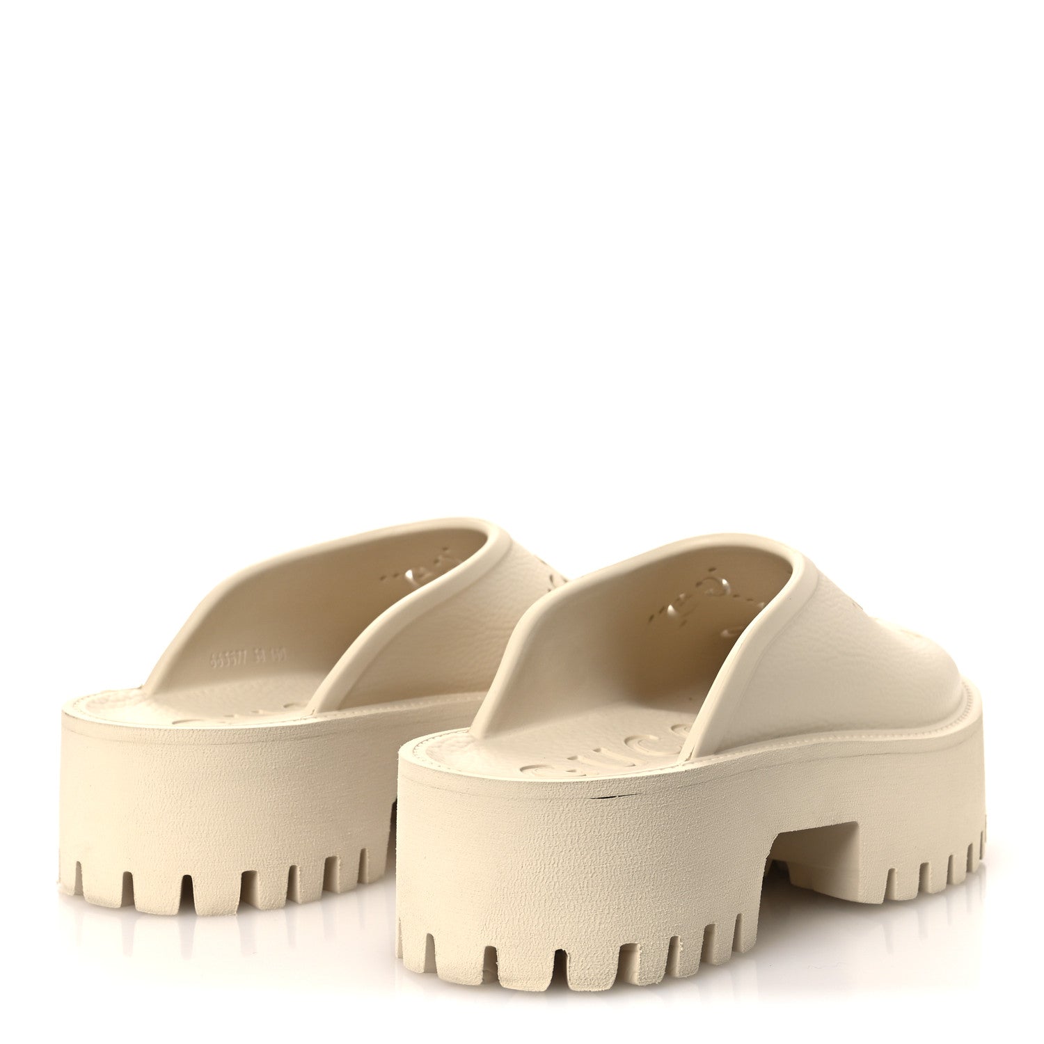 Gucci Rubber Monogram GG Go Through Platform Slide Clogs 38 Mystic White