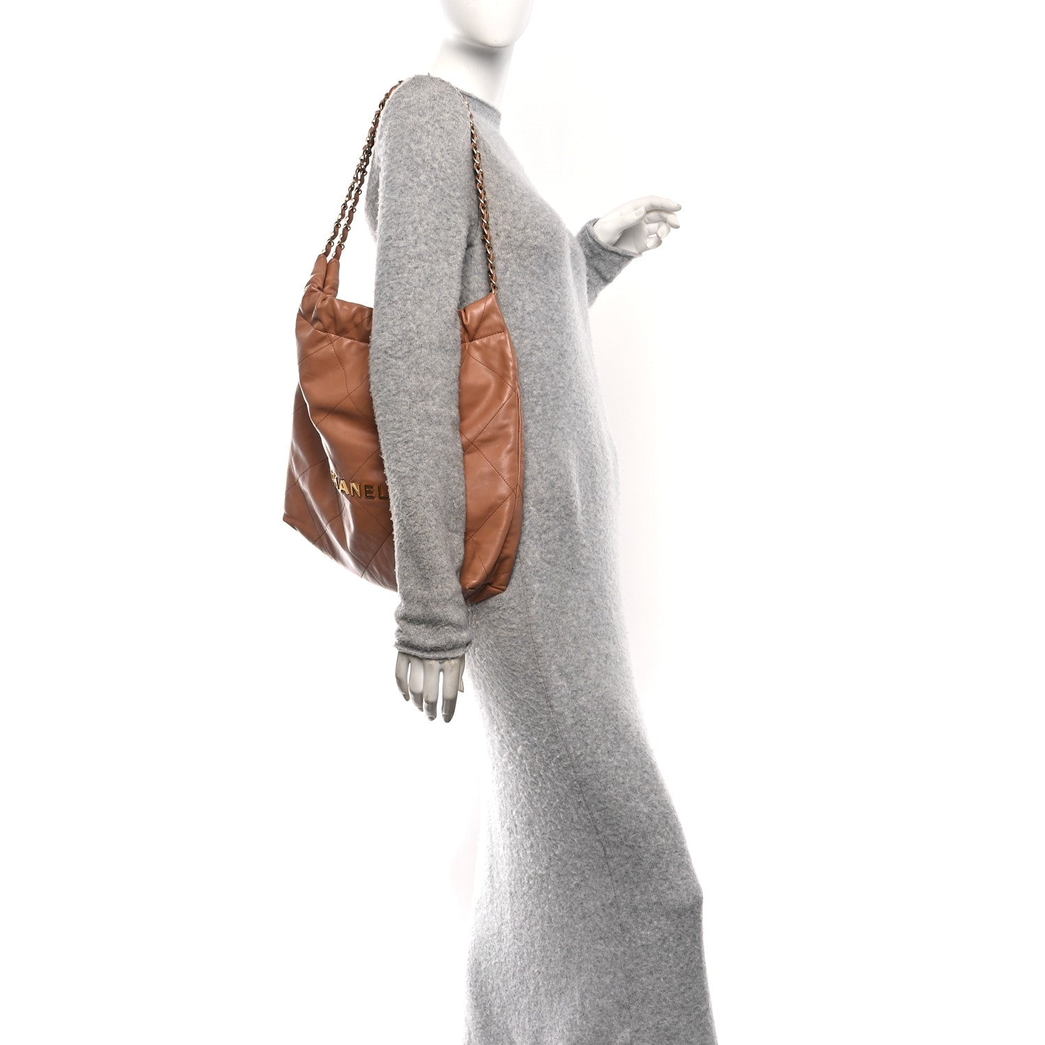 Chanel Shiny Calfskin Quilted Chanel 22 Camel