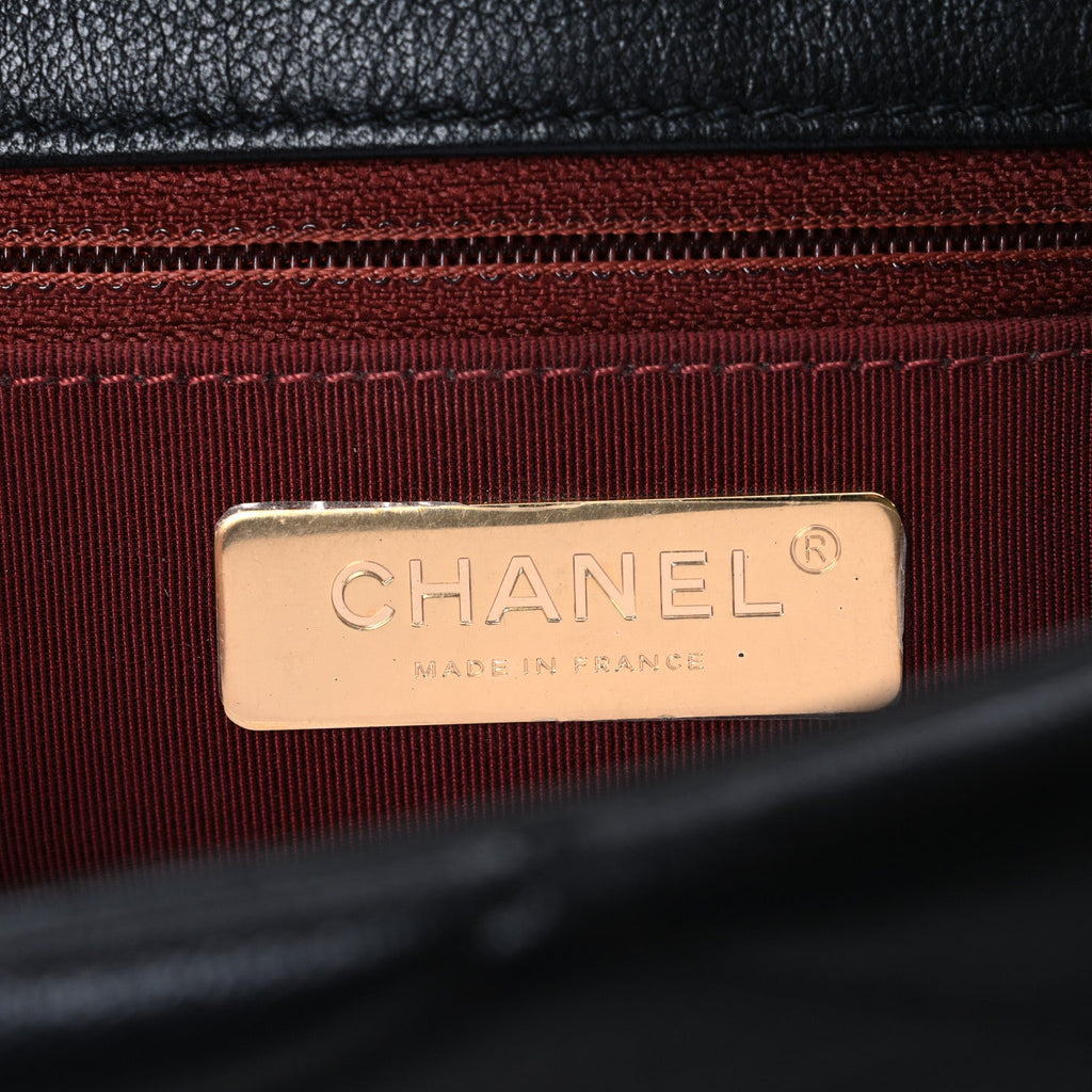 Chanel Goatskin Quilted Large Chanel 19 Flap Black