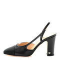Lambskin Grosgrain Cap Toe CC Slingback Pumps 39 Black
