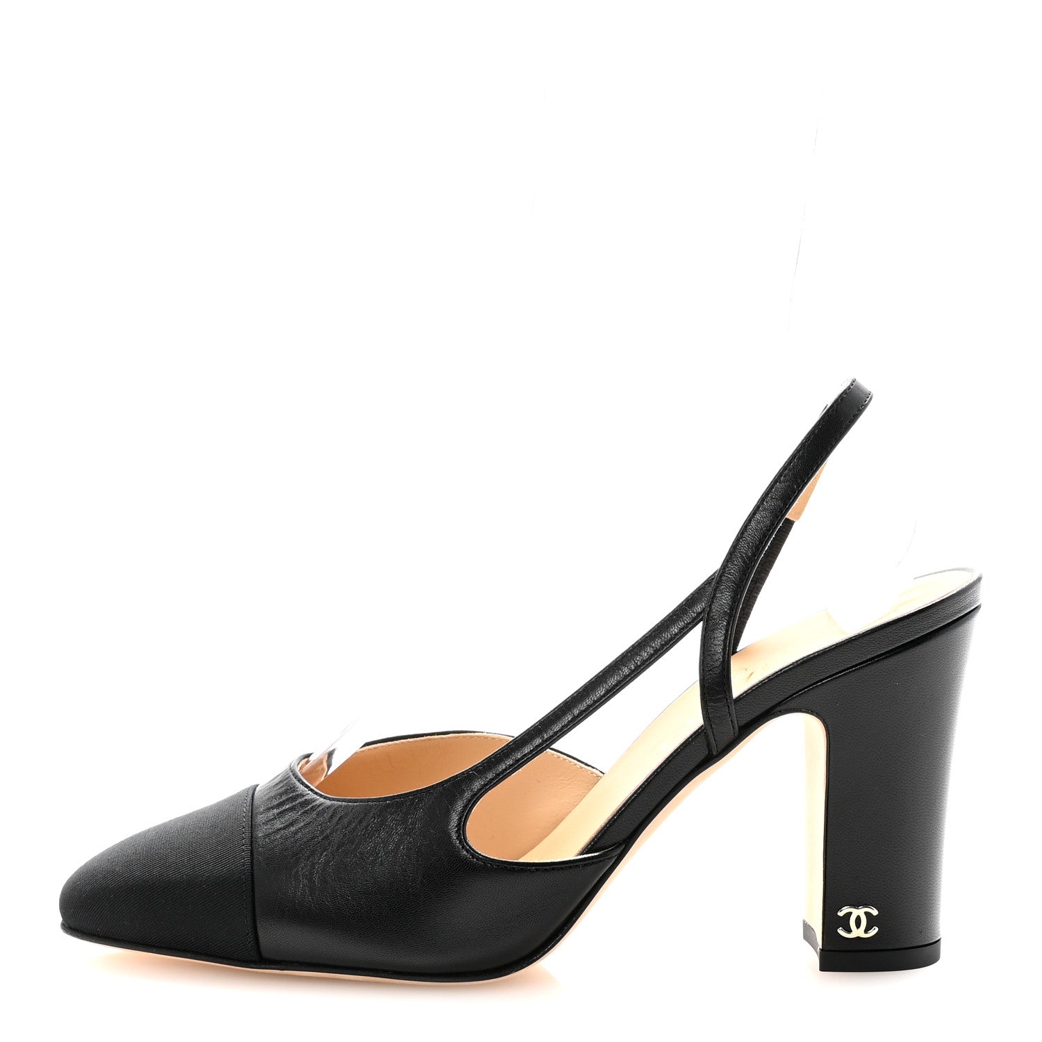 Lambskin Grosgrain Cap Toe CC Slingback Pumps 39 Black