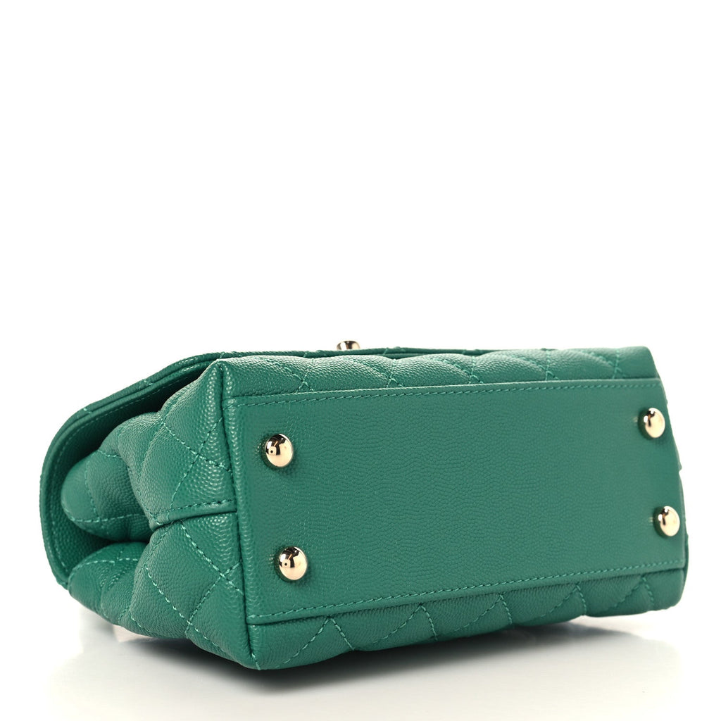 Chanel Caviar Quilted Extra Mini Coco Handle Flap Green