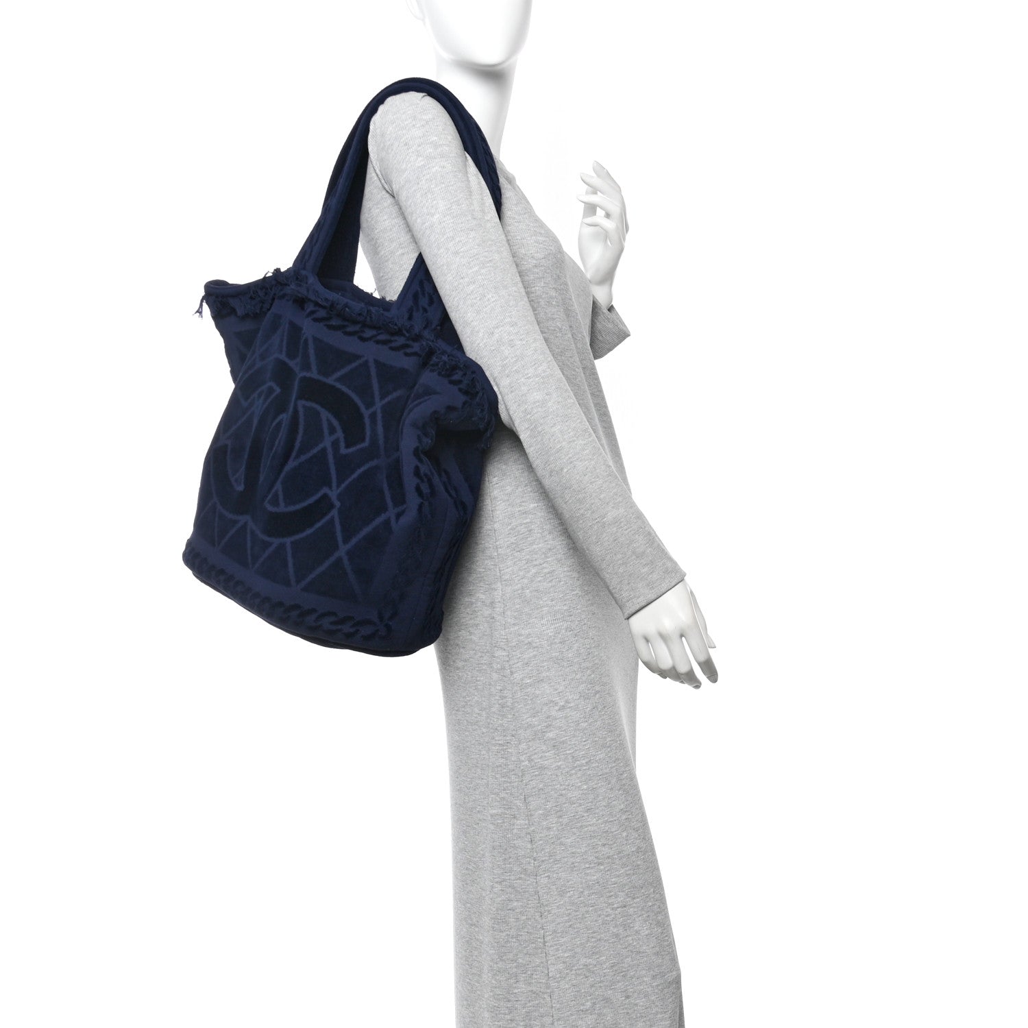 Chanel Terry Cotton CC Beach Tote Towel Set Blue