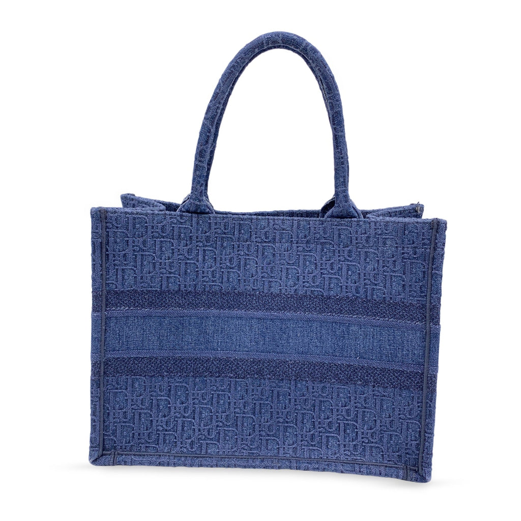 CHRISTIAN DIOR Blue Denim Oblique Medium Book Tote Bag Handbag
