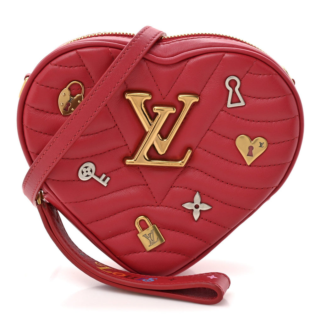 Louis Vuitton Calfskin Embellished New Wave Love Lock Heart Bag Ecarlate