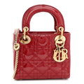 Christian Dior Patent Cannage Mini Lady Dior Red