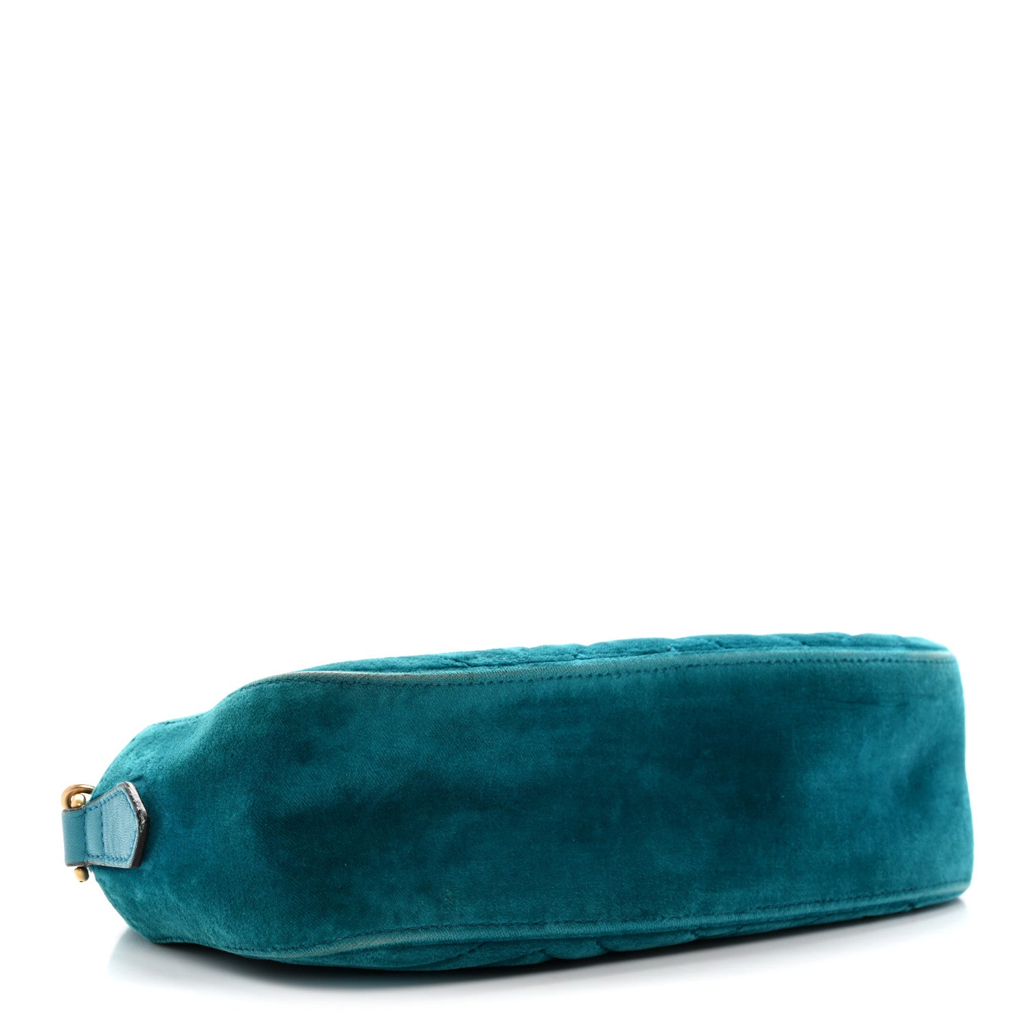 Gucci Velvet Matelasse Small GG Marmont Chain Shoulder Bag Pavone Cyan