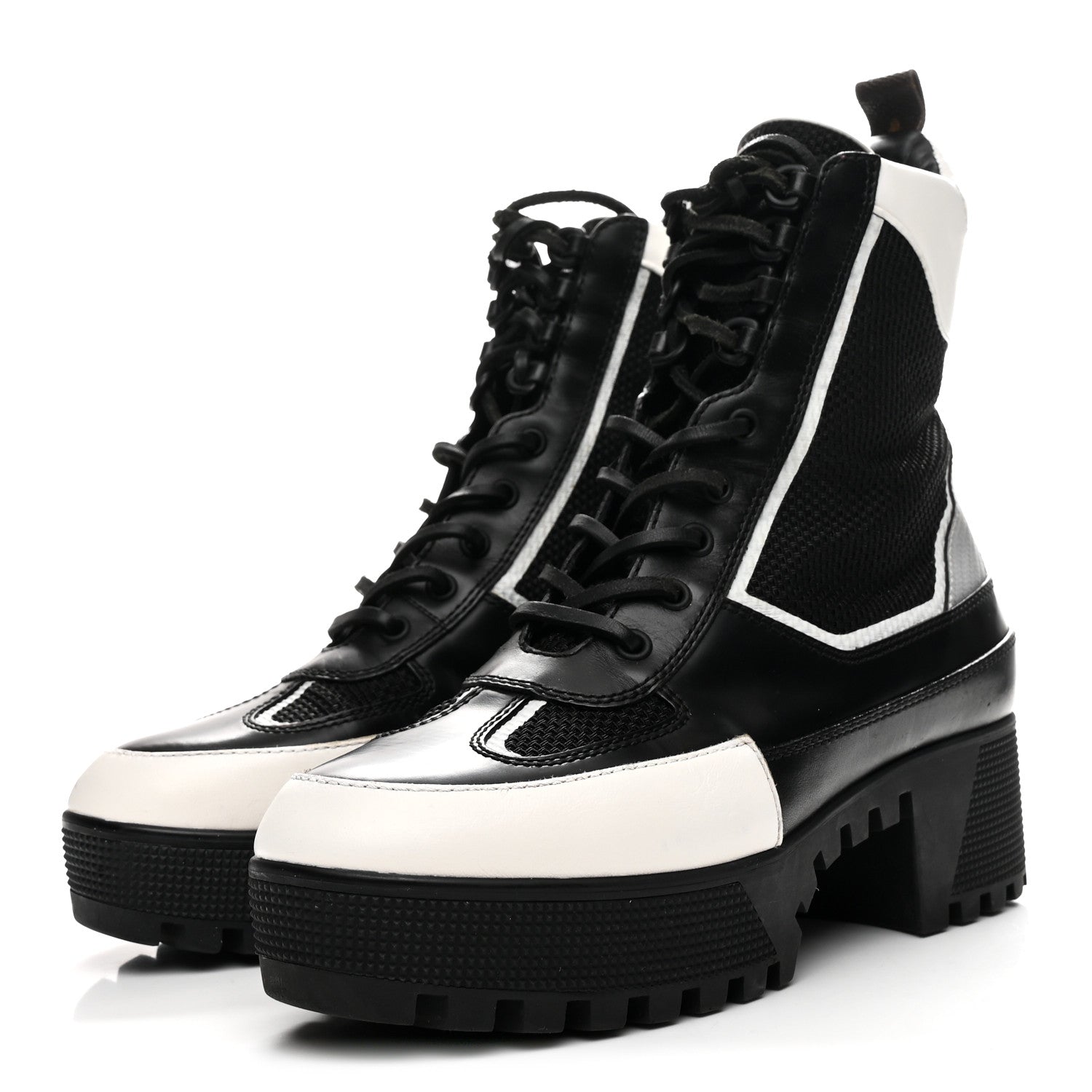 Louis Vuitton Calfskin Technical Nylon Laureate Platform Desert Boot 39 Black White