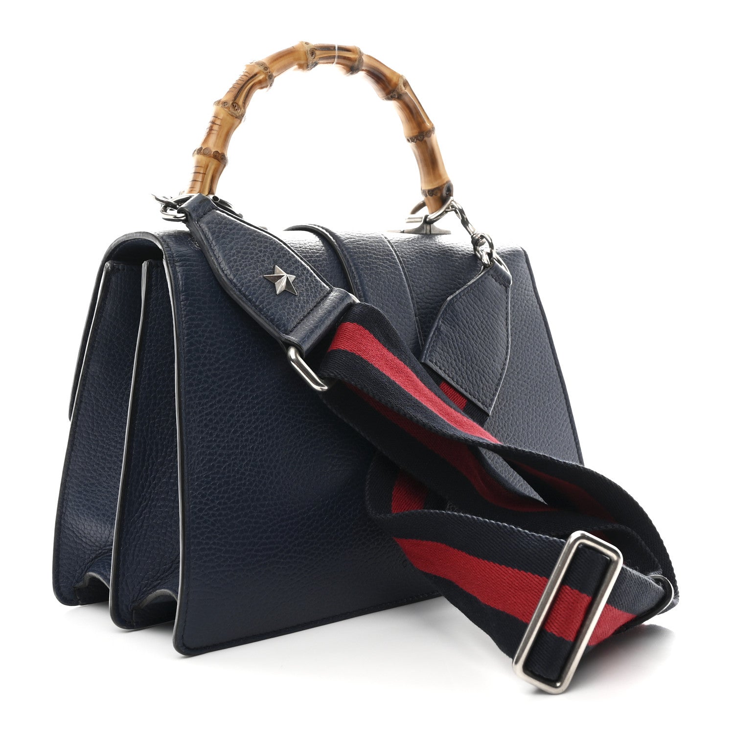 Gucci Dollar Calfskin Crystal Web Medium Dionysus Bamboo Top Handle Bag Blue Agata Montana Sapphire