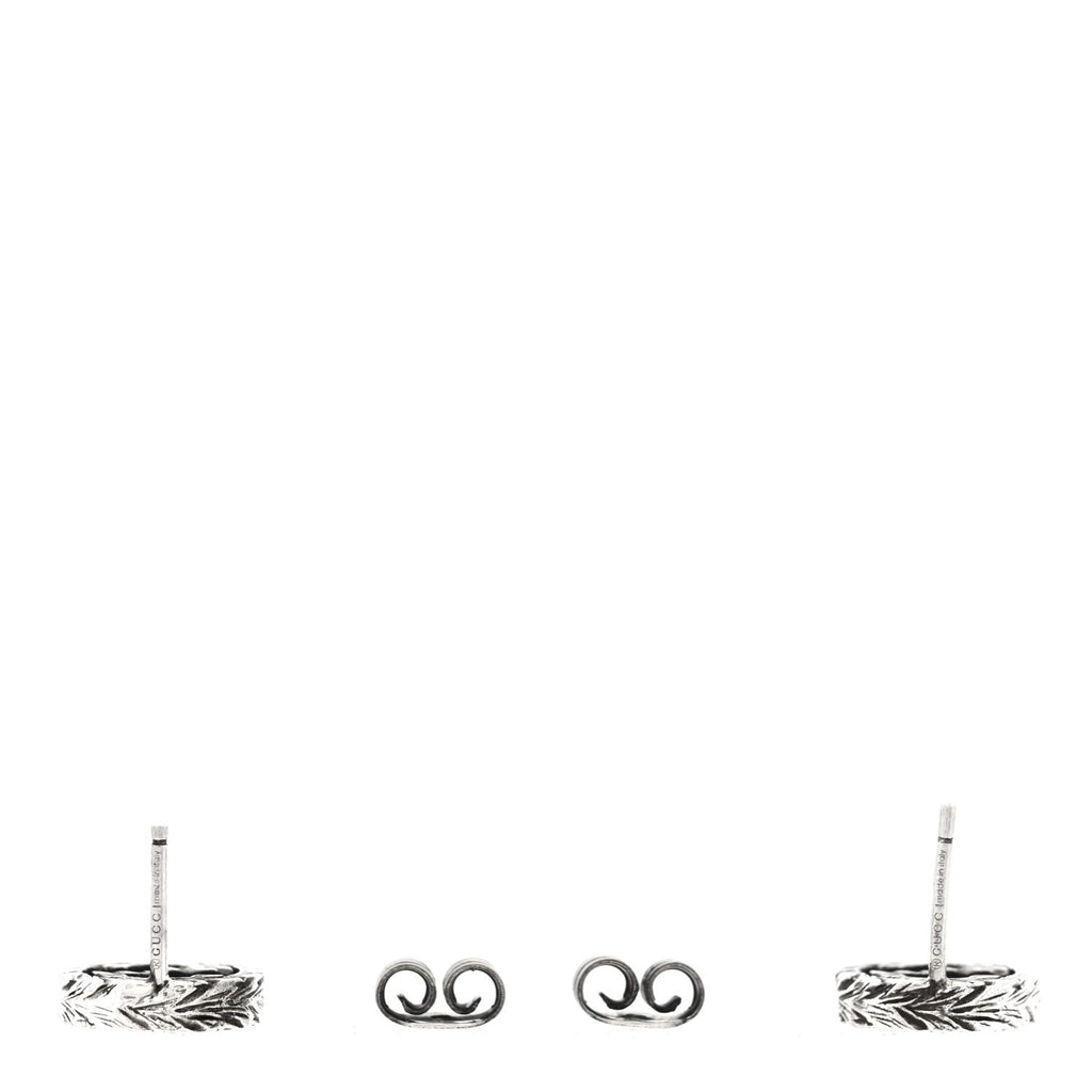 Gucci Sterling Silver Textured Interlocking G Stud Earrings