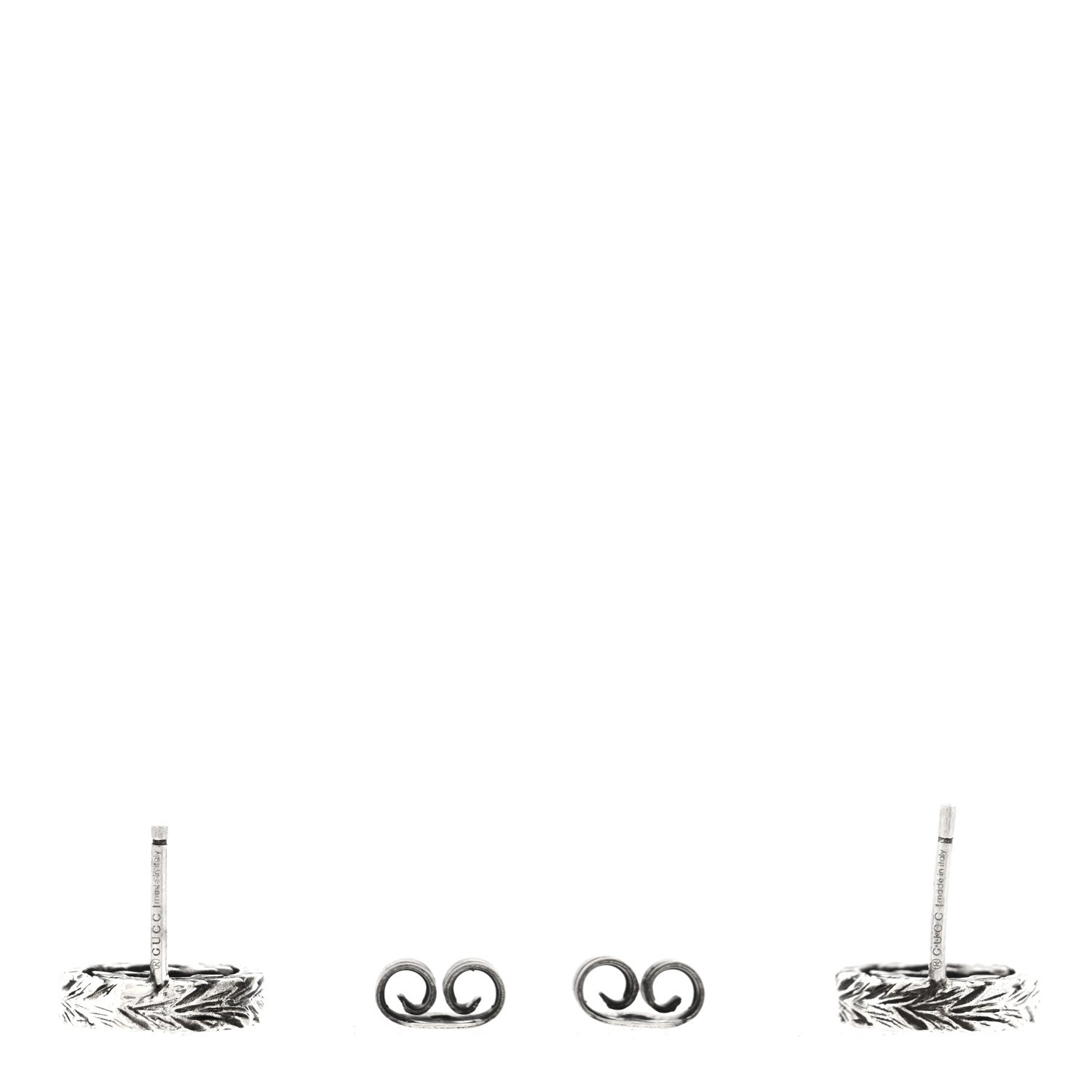 Gucci Sterling Silver Textured Interlocking G Stud Earrings
