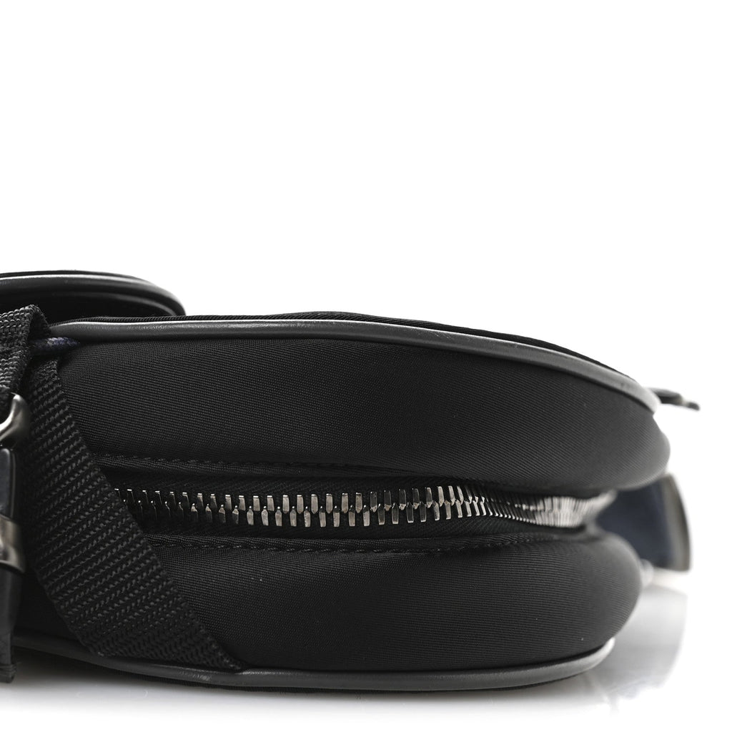 Christian Dior Nylon Grained Calfskin Saddle Bag Black Multicolor