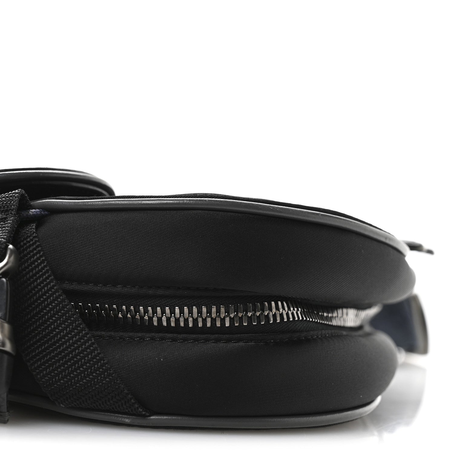 Christian Dior Nylon Grained Calfskin Saddle Bag Black Multicolor