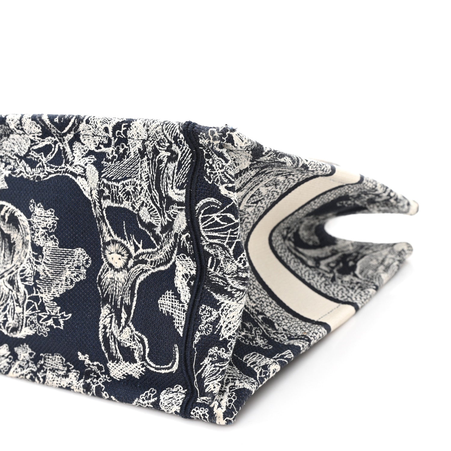 Christian Dior Canvas Embroidered Medium Dioriviera Toile De Jouy Reverse Book Tote Blue