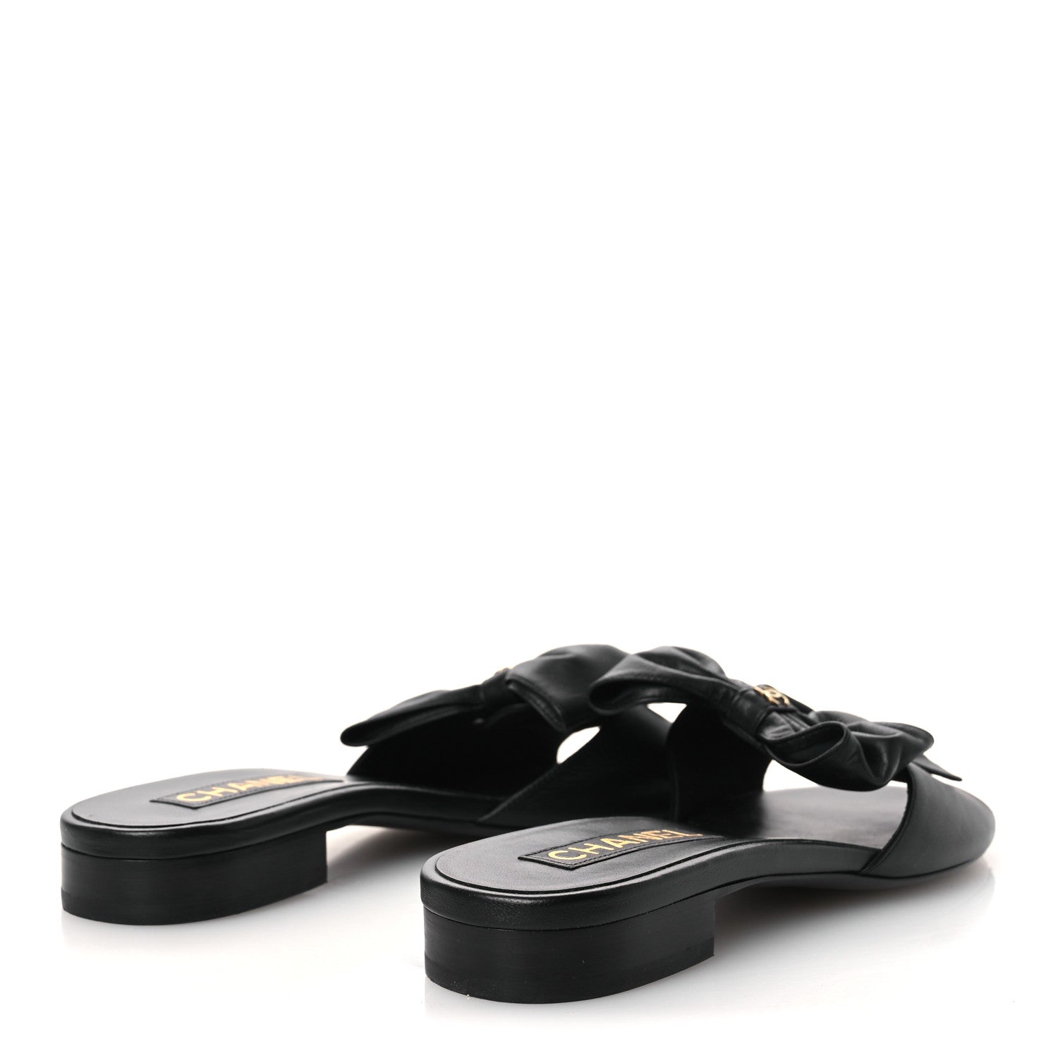 Lambskin Bow CC Mules 39.5 Black
