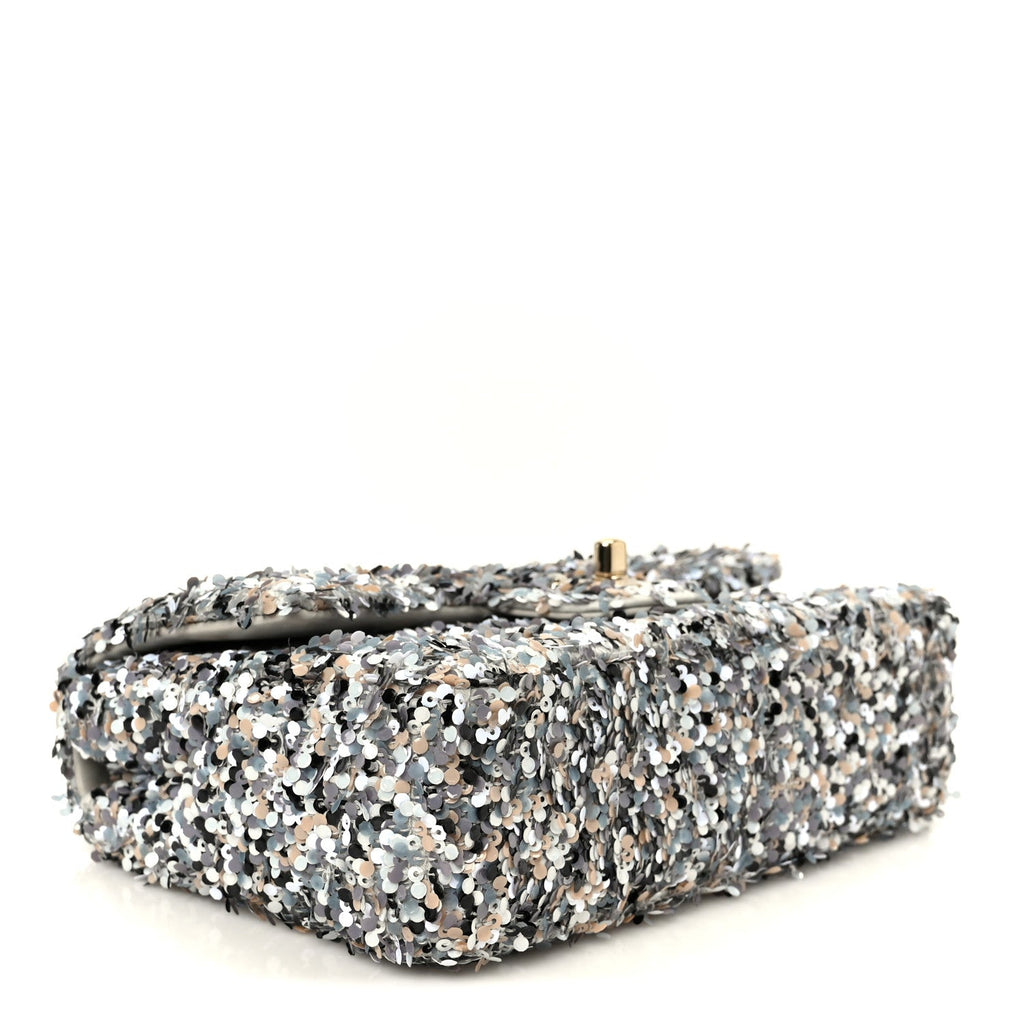 Chanel Sequin Mini Flap Gray Black White Pearly White