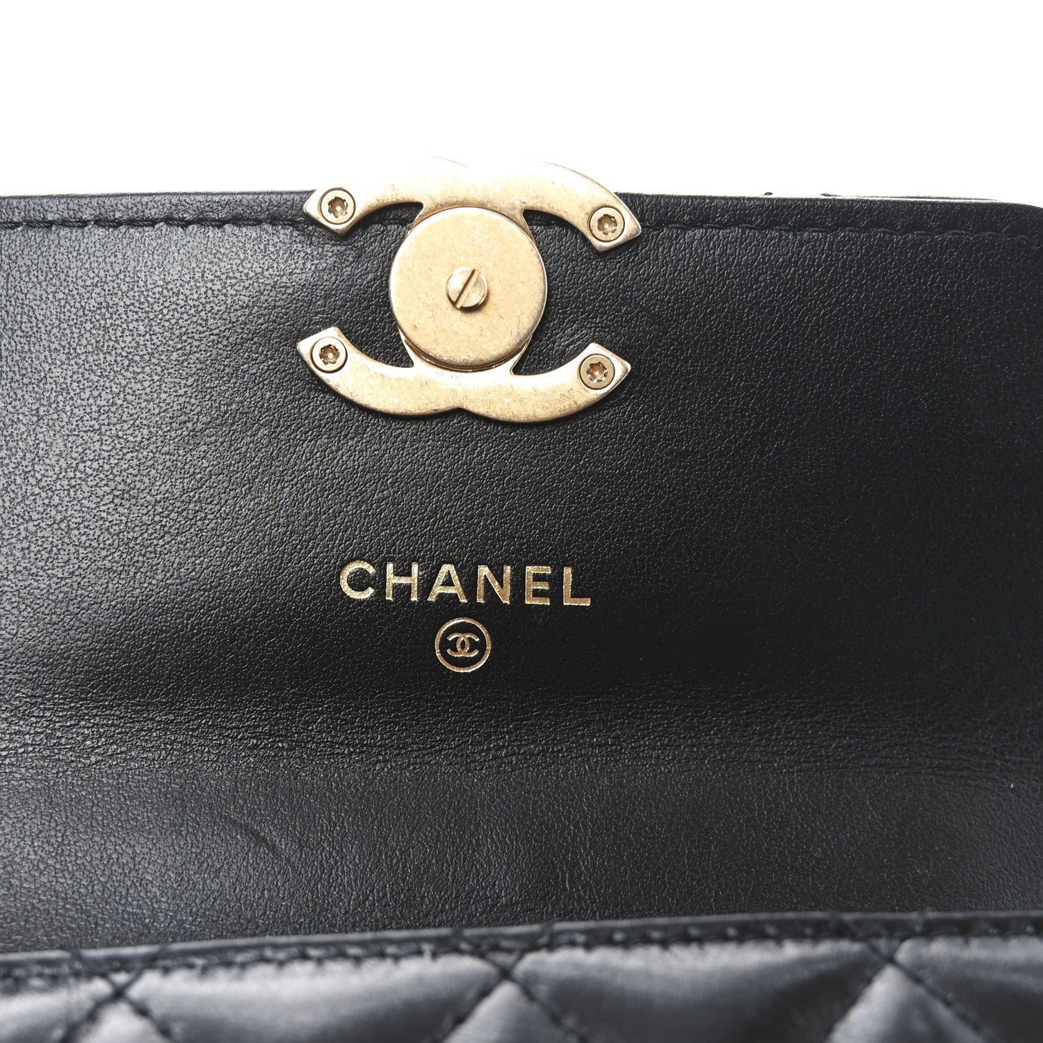 Chanel Calfskin Quilted Perfect Fit Coin Purse With Chain Black