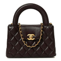 Chanel Shiny Aged Calfskin Quilted Nano Kelly Shopper Dark Brown