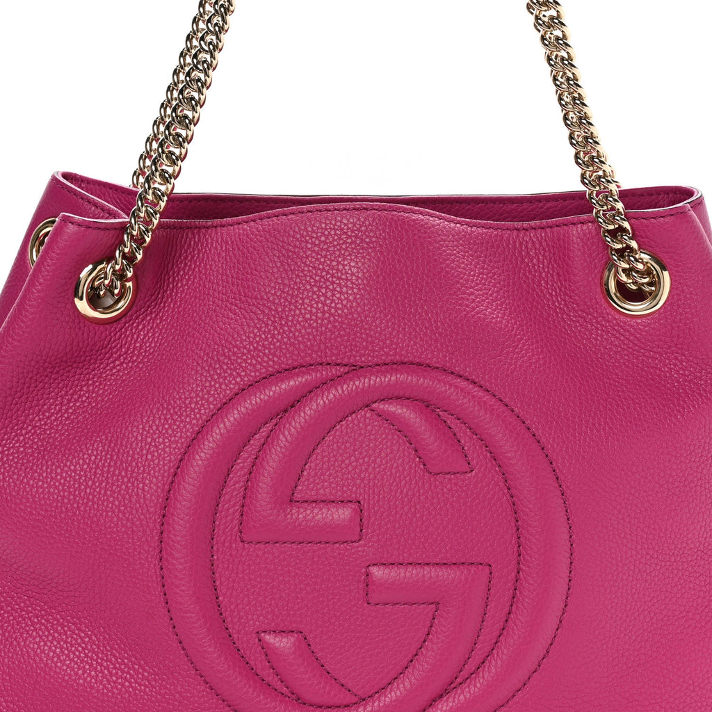 Gucci Cellarius Calfskin Medium Soho Chain Shoulder Bag Bright Bouganville