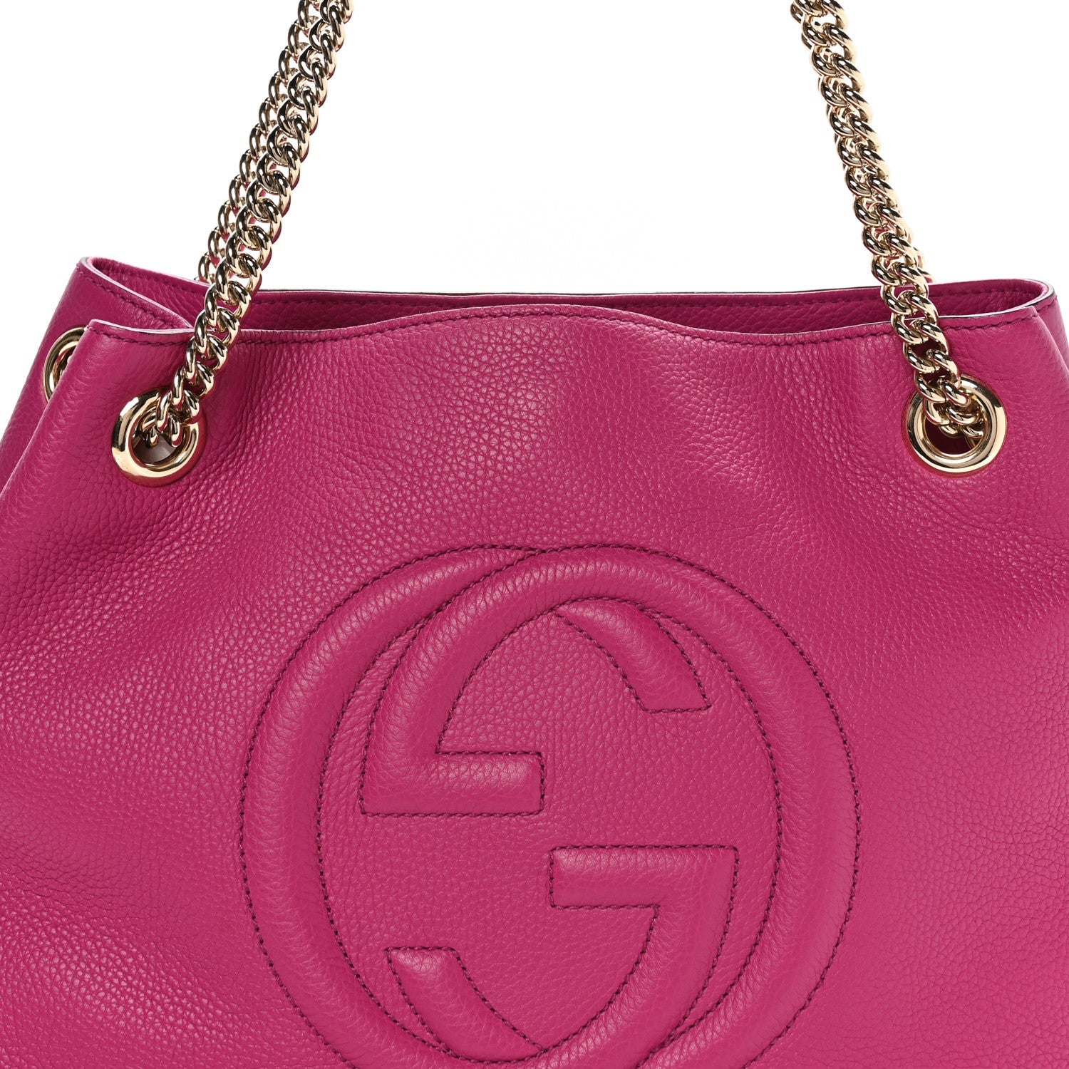 Gucci Cellarius Calfskin Medium Soho Chain Shoulder Bag Bright Bouganville