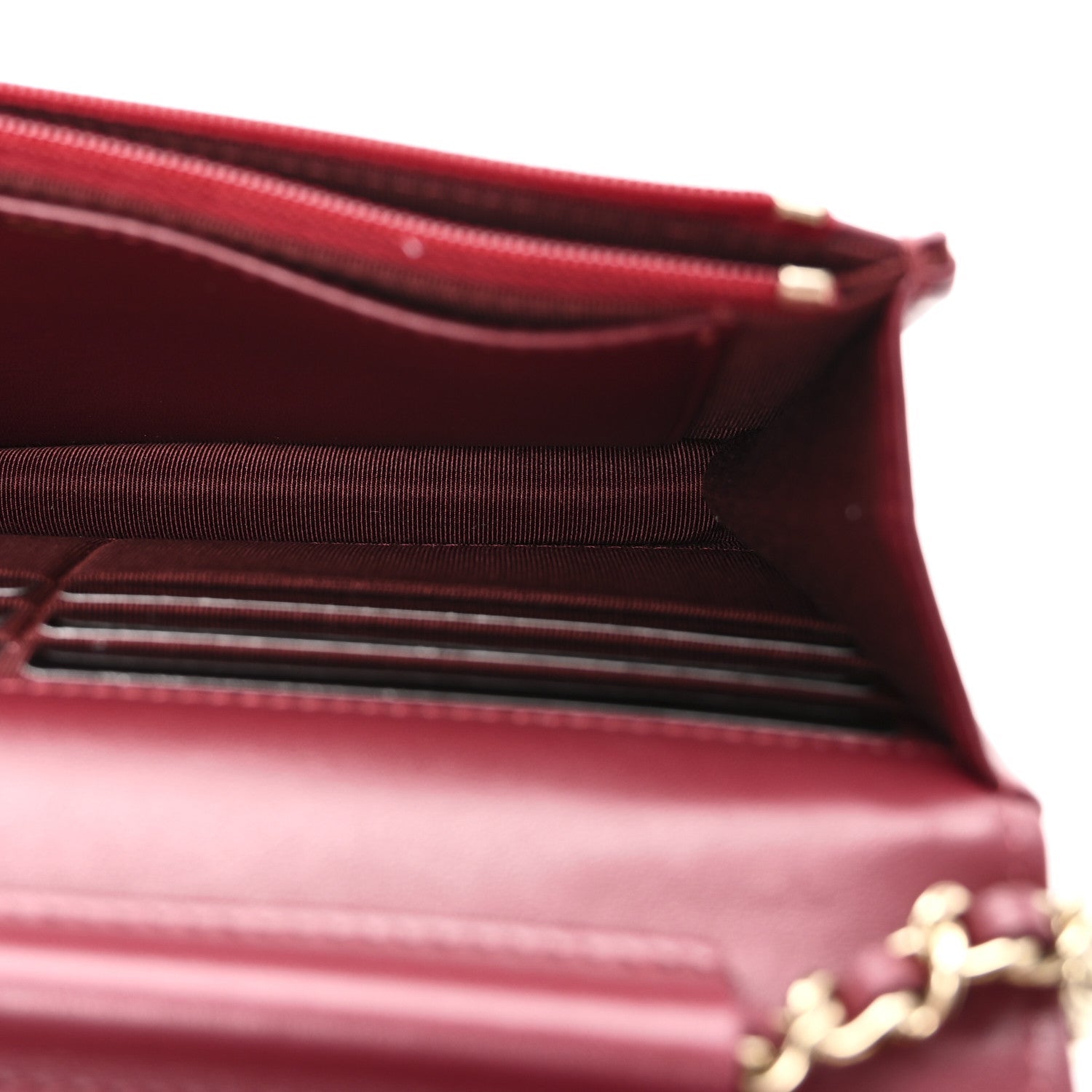 Chanel Lambskin Quilted Wallet On Chain WOC Burgundy