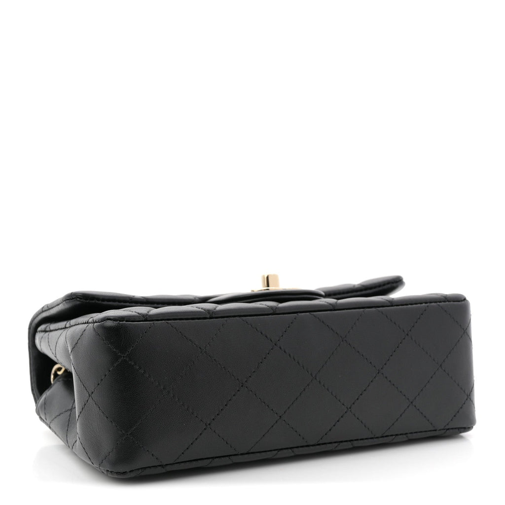 Chanel Lambskin Quilted Mini Rectangular Flap Black