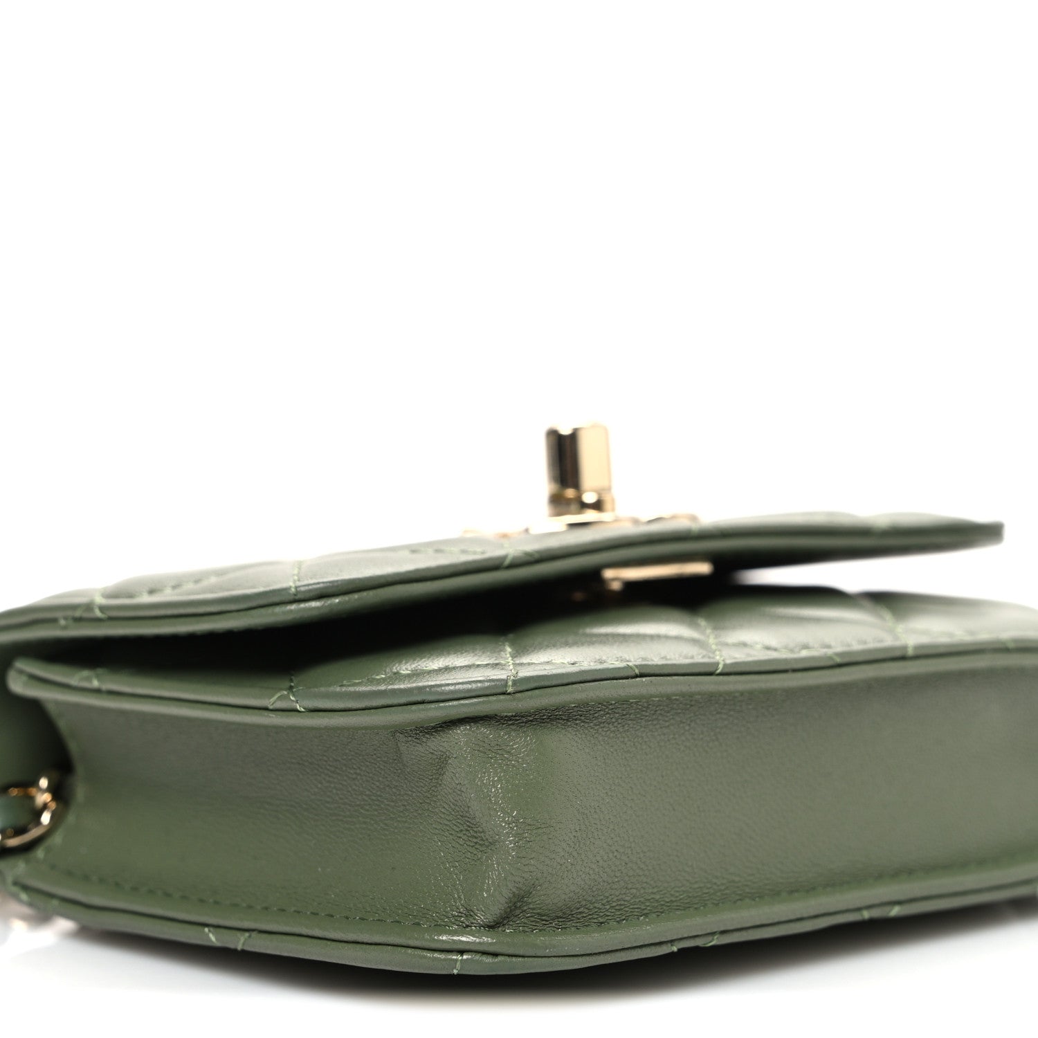 Chanel Lambskin Quilted Trendy CC Card Holder On Chain Green