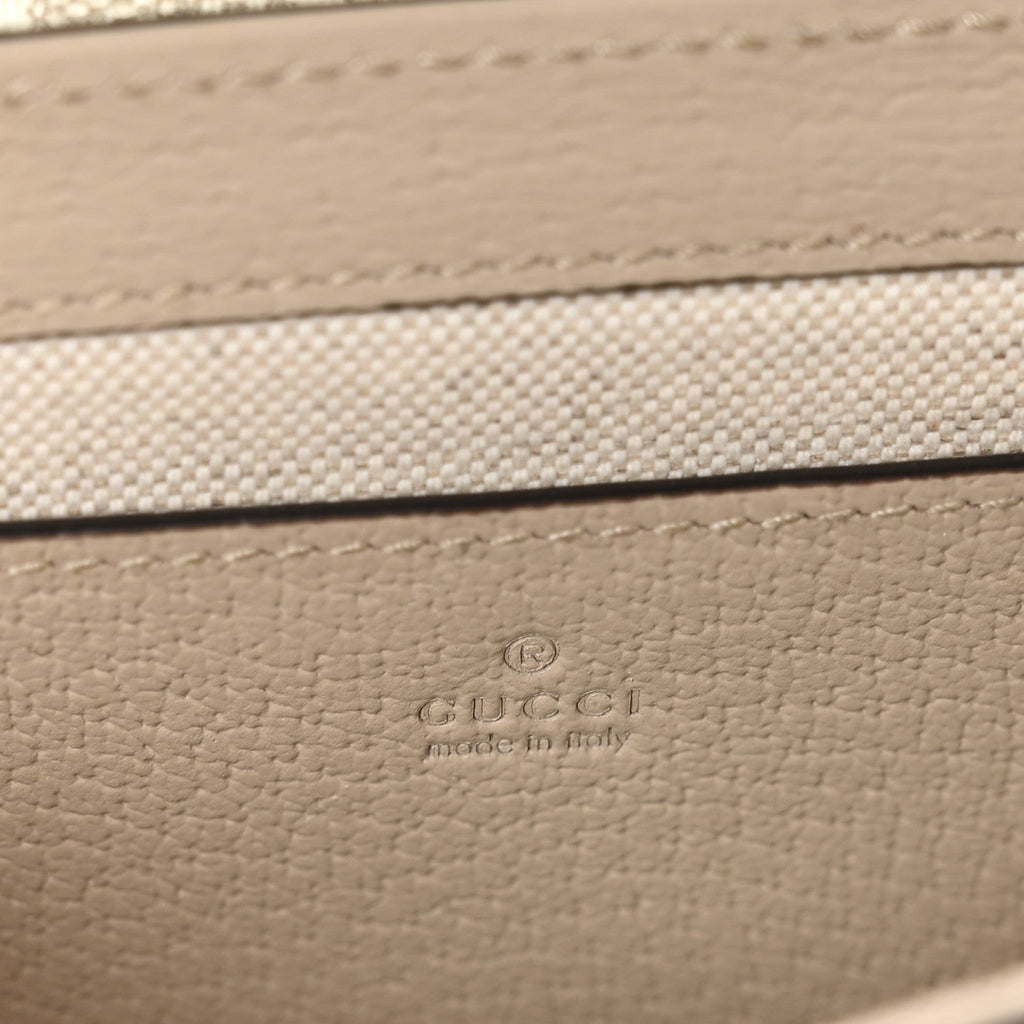 Gucci GG Supreme Monogram Textured Dollar Calfskin Web Mini Ophidia Envelope Shoulder Bag Beige Mystic White Oatmeal