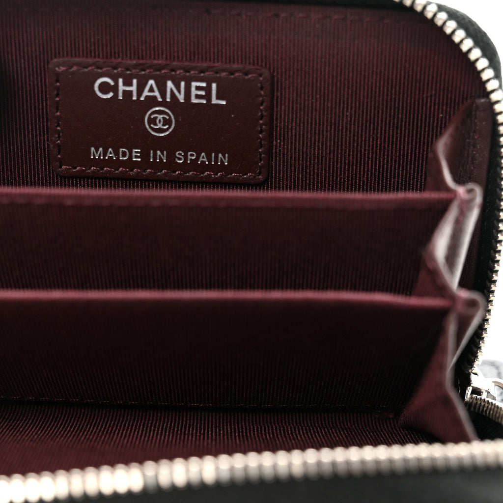 Caviar Quilted Zip Coin Purse Black