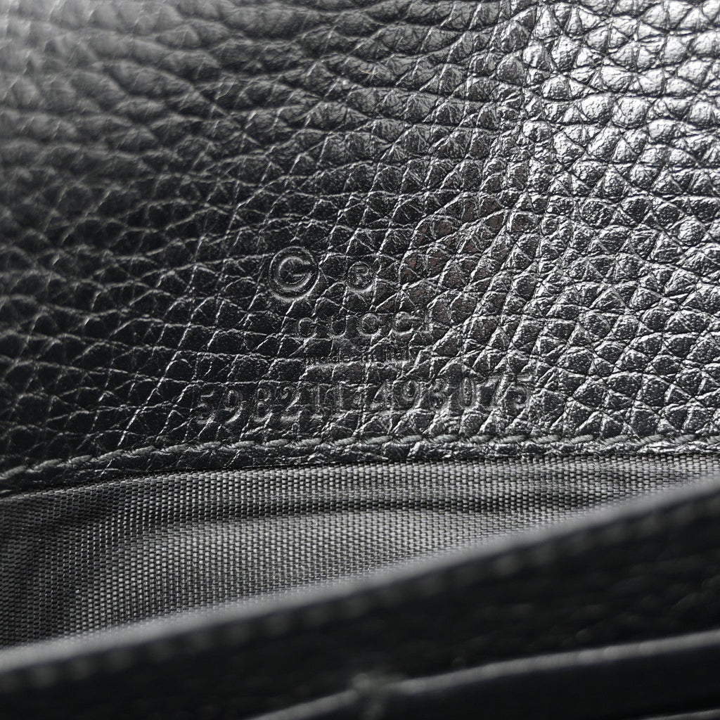Gucci Pebbled Calfskin Soho Wallet On Chain Black