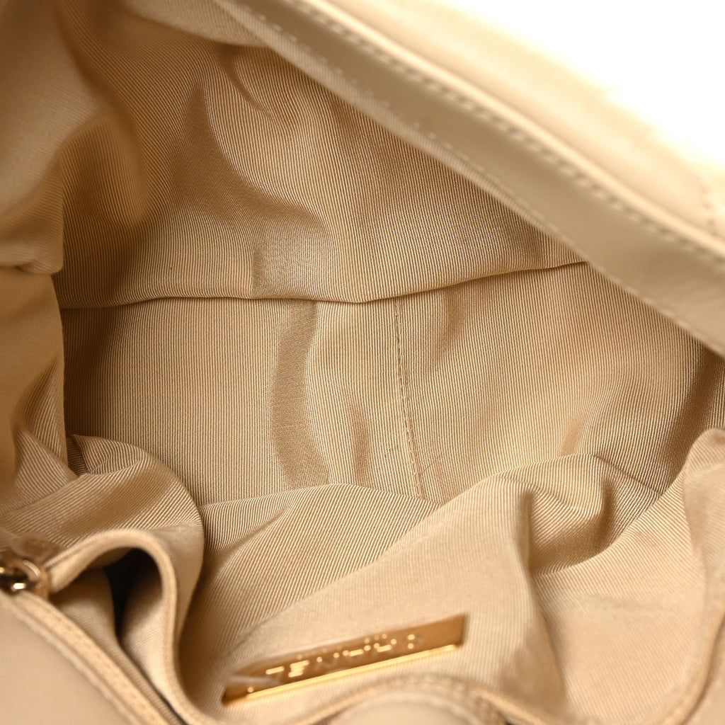 Chanel Lambskin Quilted Medium Chanel 19 Flap Beige