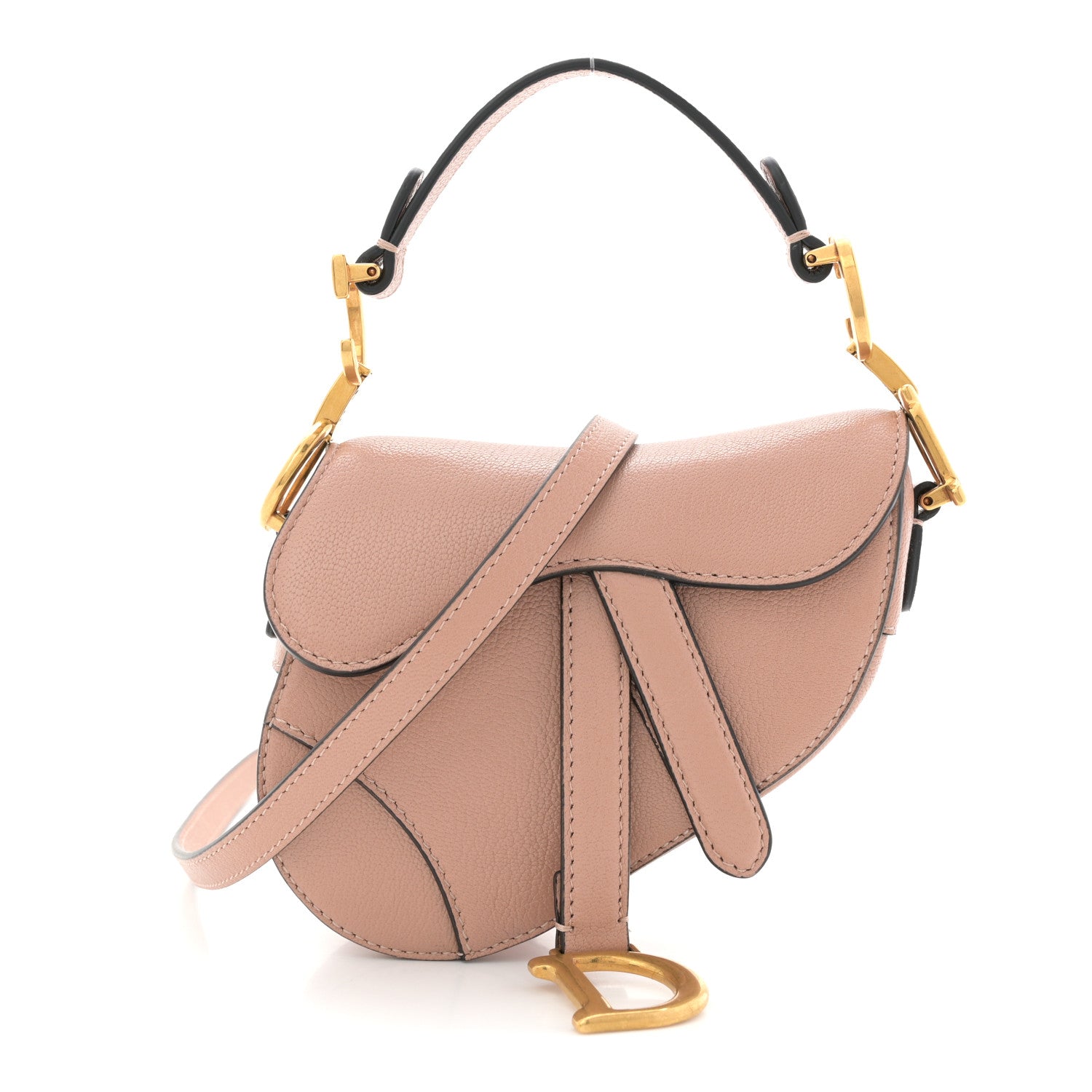 Christian Dior Goatskin Micro Saddle Bag Rose Des Vent