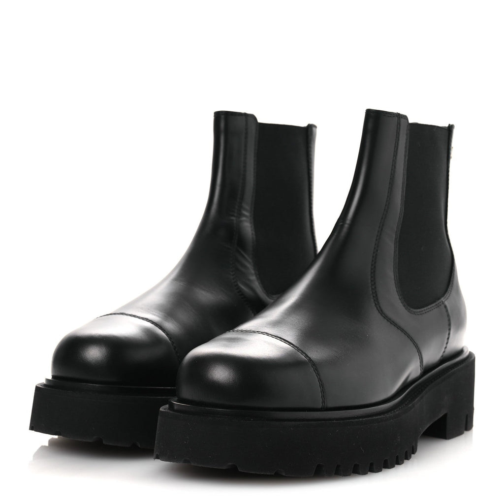 Calfskin Cap Toe CC Short Boots 41 Black
