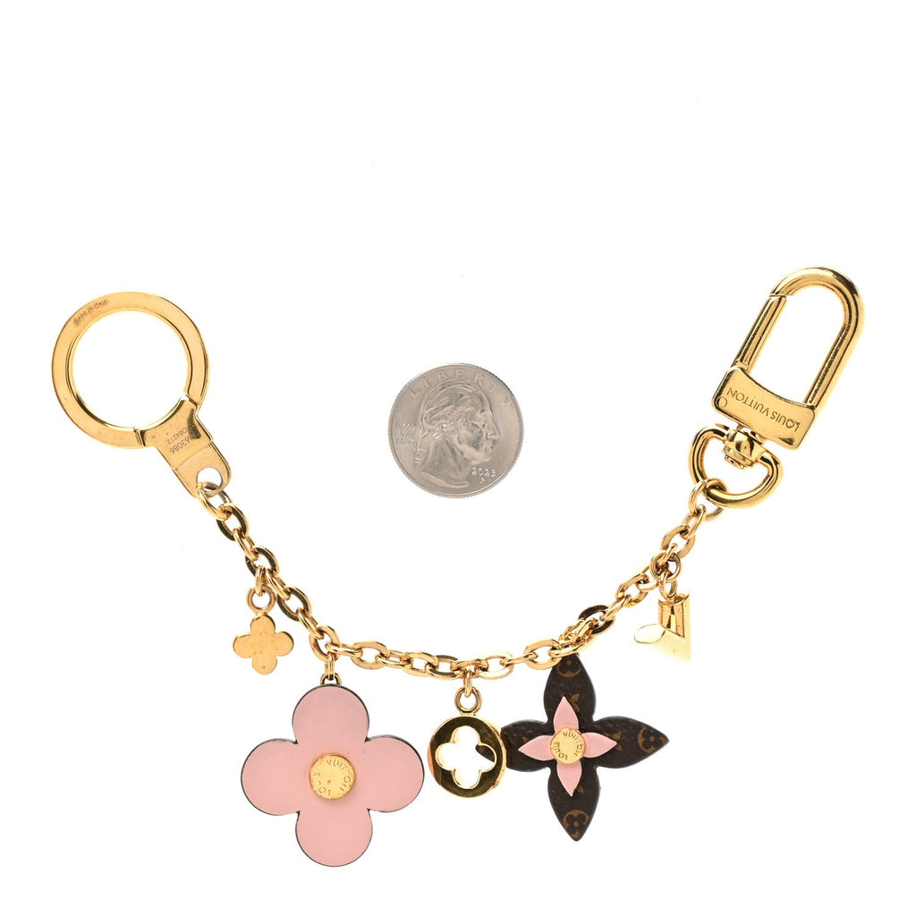 Louis Vuitton Brass Monogram Blooming Flowers Bag Charm Key Holder Rose Ballerine