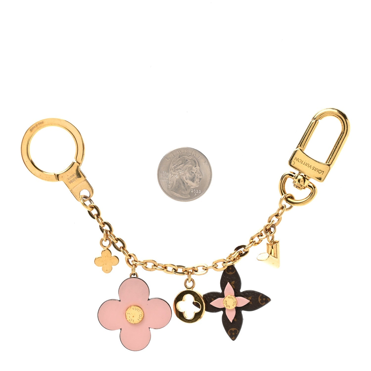 Louis Vuitton Brass Monogram Blooming Flowers Bag Charm Key Holder Rose Ballerine