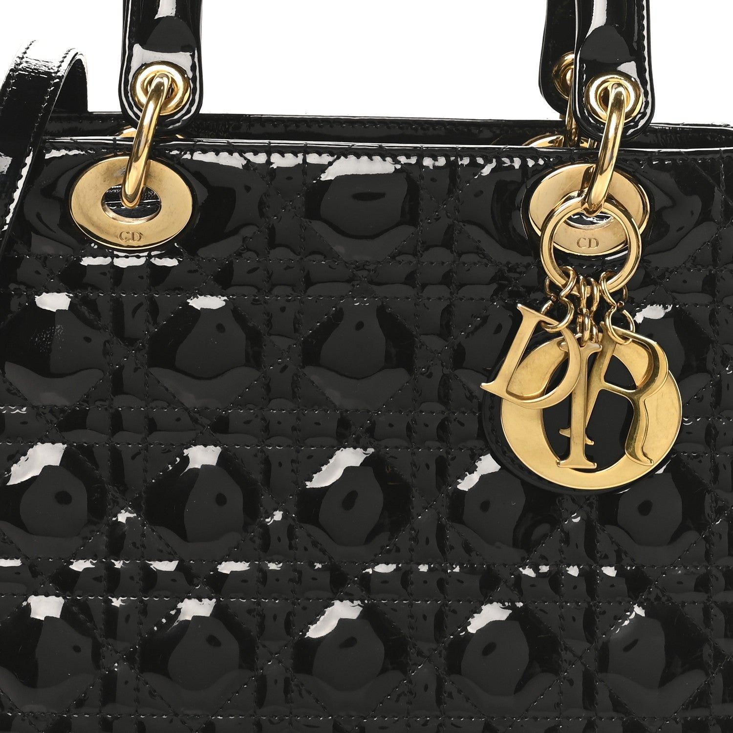 Christian Dior Patent Cannage Medium Lady Dior Black