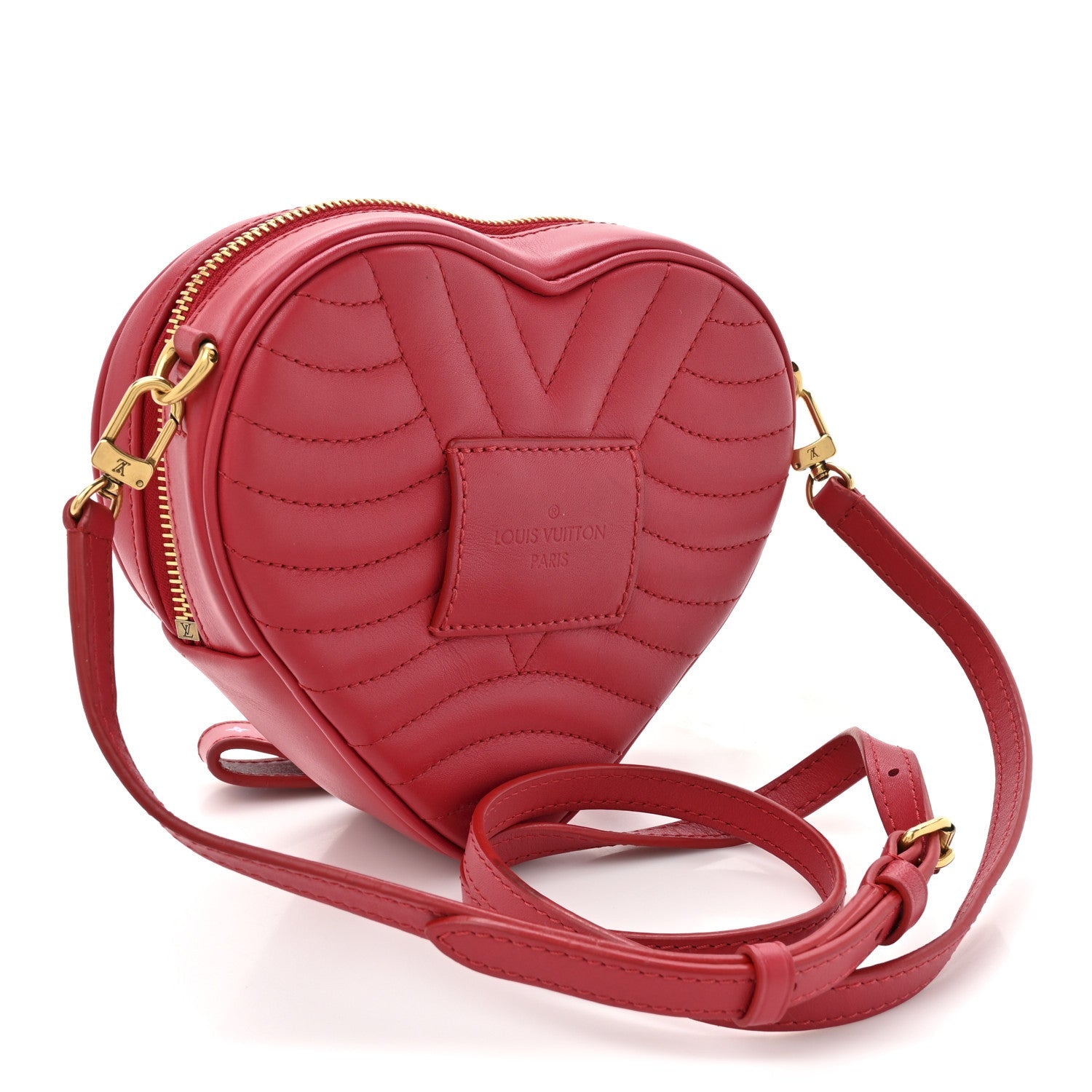 Louis Vuitton Calfskin Embellished New Wave Love Lock Heart Bag Ecarlate