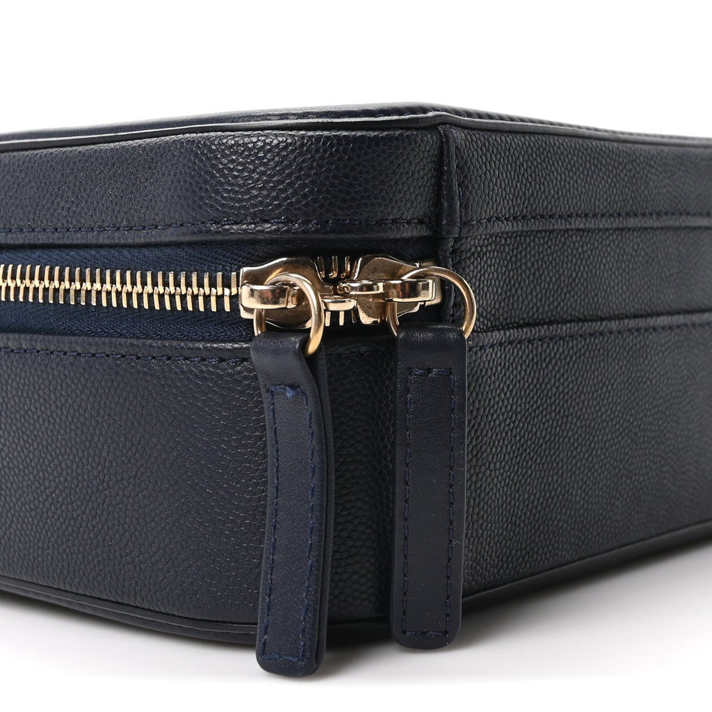 Chanel Caviar Quilted Medium CC Filigree Vanity Case Navy