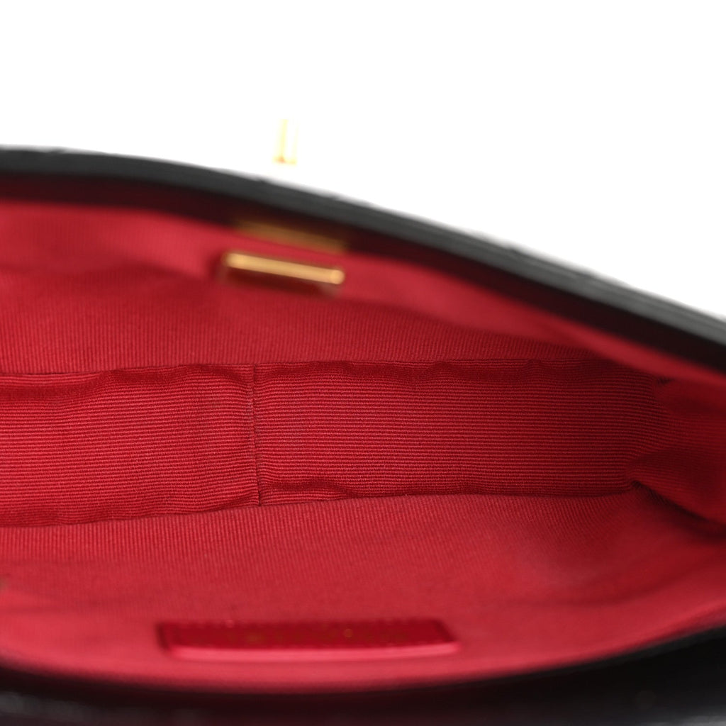 Chanel Glazed Calfskin Quilted Mini Pearl Side Flap Black