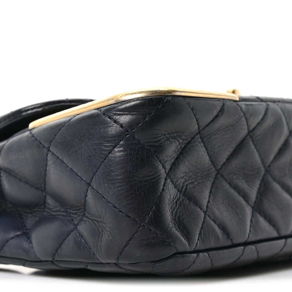 Chanel Calfskin Quilted Rock The Corner Flap Navy