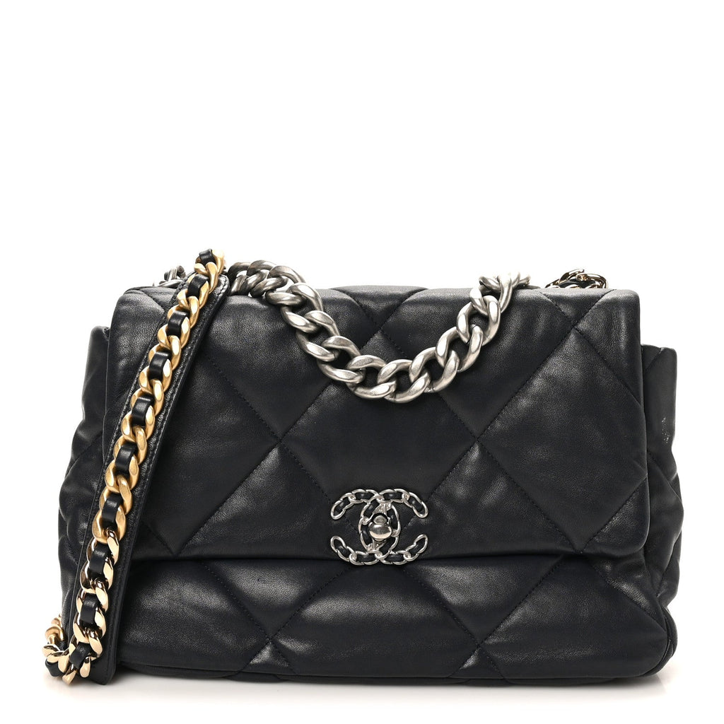 Chanel Lambskin Quilted Large Chanel 19 Flap Black
