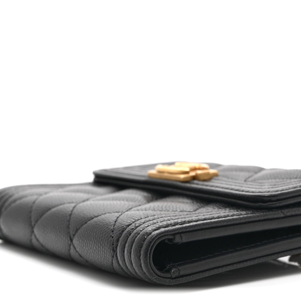 Chanel Caviar Quilted Compact Boy Wallet Black