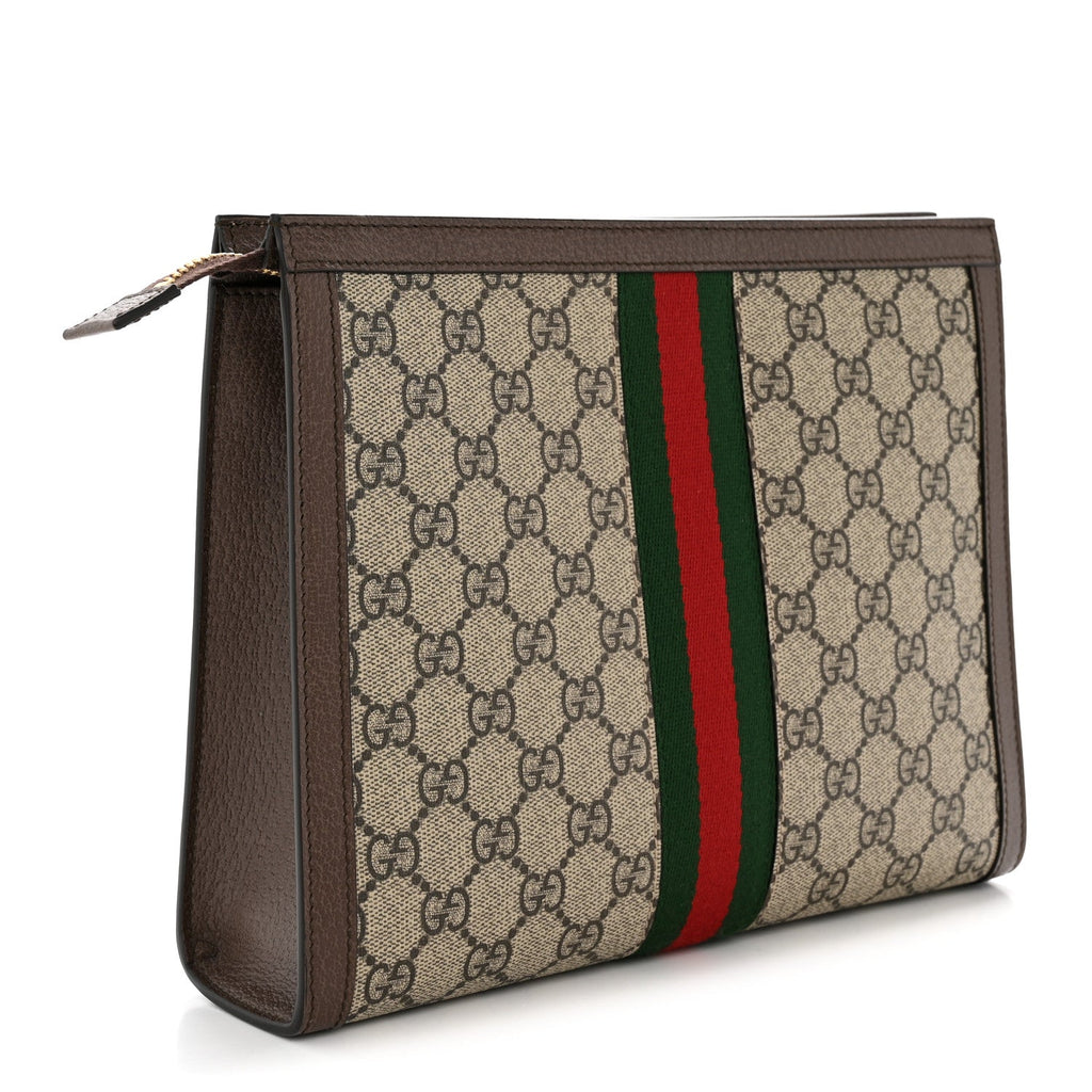 Gucci GG Supreme Monogram Web Ophidia Pouch Brown