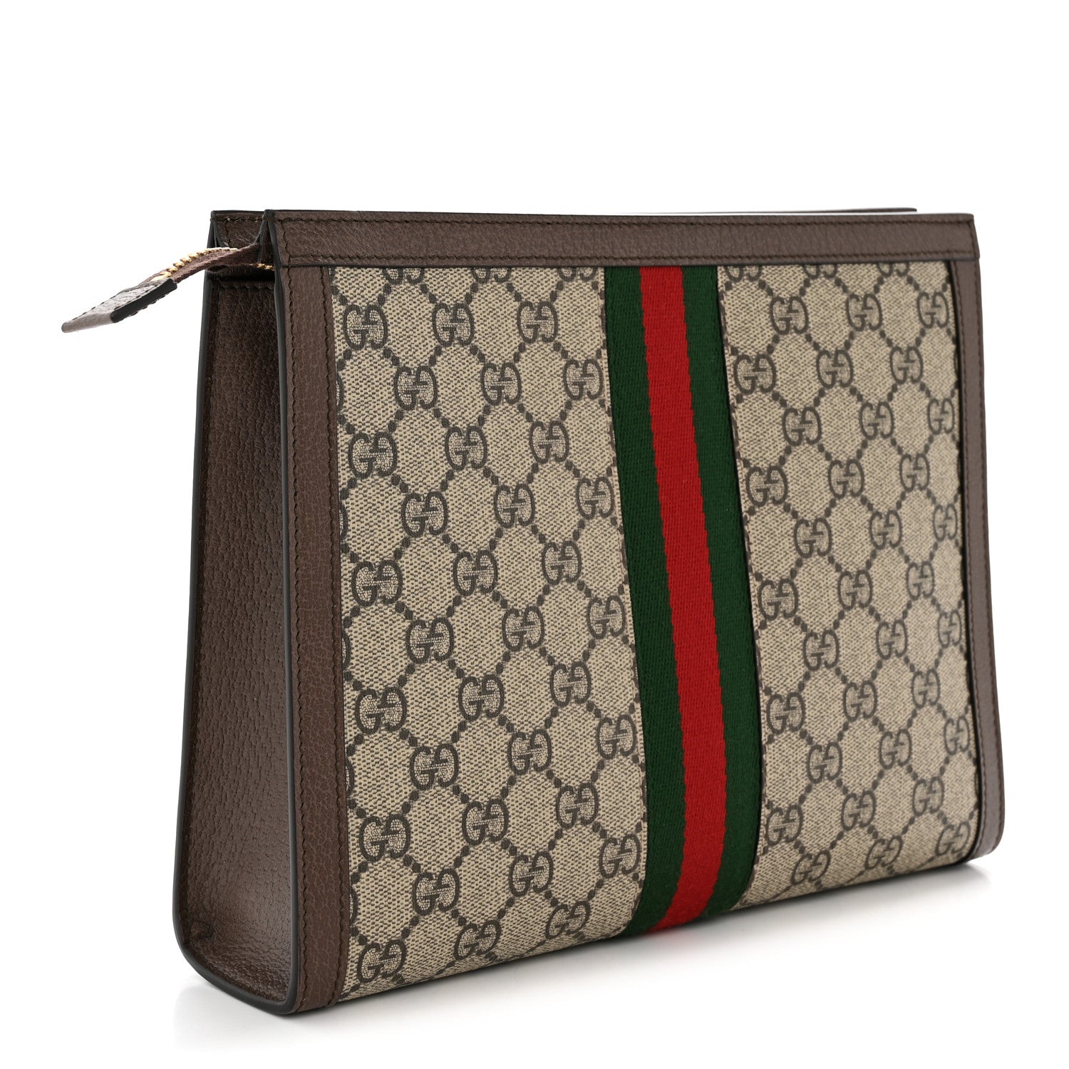 Gucci GG Supreme Monogram Web Ophidia Pouch Brown