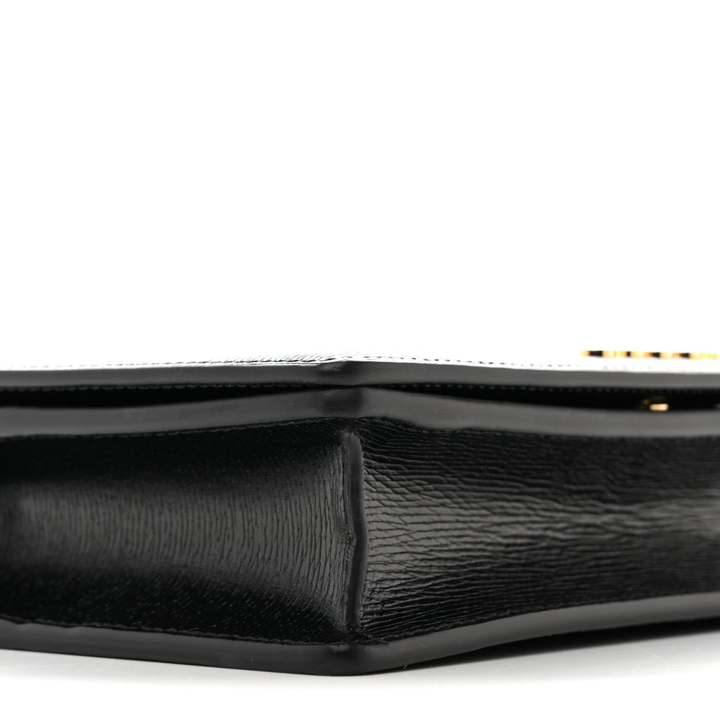 Gucci Textured Calfskin Script Logo Wallet On Chain Black