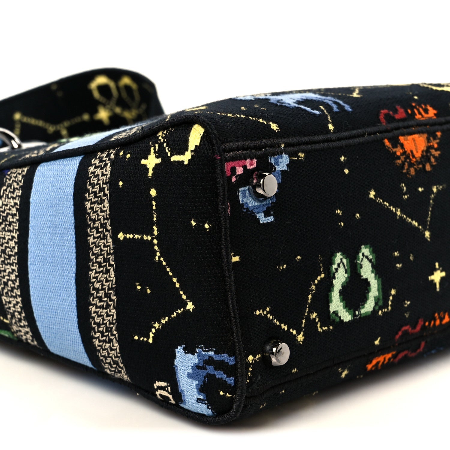 Christian Dior Canvas Pixel Zodiac Embroidered Medium Lady D-Lite Nero Multicolor