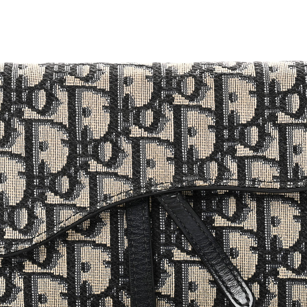Christian Dior Oblique Saddle Chain Long Wallet Blue